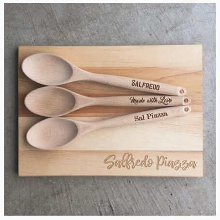 Personalized Wooded Spoons & Cutting Board Combo